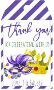 Mardi Gras Crown Mask Favor Tag: Mardi Gras Celebration
