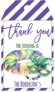 Mardi Gras King Cake Party Favor Tag: Mardi Gras King Cake Potluck
