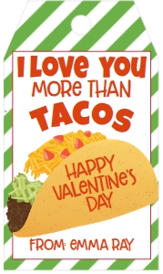 Valentine Love You More Than Tacos Favor Tag: Valentine Love You More Than Tacos Favor Tag