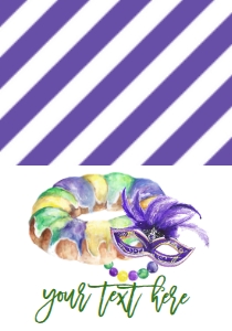 Mardi Gras Food Tent King Cake Purple Mask Single: Mardi Gras Birthday Fat Twos-day