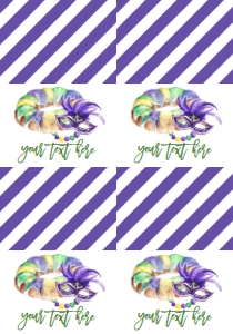 Mardi Gras Food Tent King Cake Purple Mask Full Page: Mardi Gras Birthday Fat Twos-day