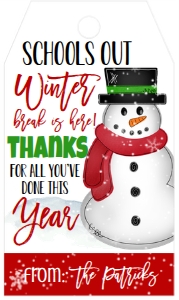 Christmas Favor Tag TY Snowman Winter Break: Christmas Favor Tag TY Snowman Winter Break