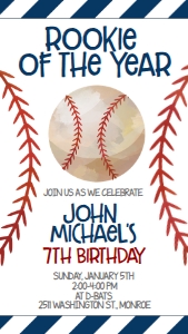 Birthday Baseball Rookie Text Invite: Birthday Baseball Rookie