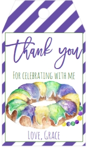 Mardi Gras Birthday King Cake Favor Tag: Mardi Gras Birthday King Cake 8th