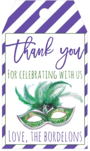 Mardi Gras Carnival Time Favor Tag: Mardi Gras Carnival time Green mask