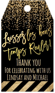 Mardi Gras Black and Gold Favor Tag: Mardi Gras Glitter Laissez les bon temps rouler