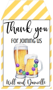 Mardi Gras Beads Brews Favor Tag: Mardi Gras Engagement Beads Brews