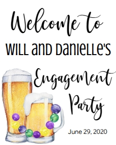 Mardi Gras Beads Brews Welcome Sign: Mardi Gras Engagement Beads Brews