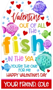 Valentine Fish in the Sea Favor Tag design preview