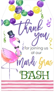 Mardi Gras Flamingle Favor Tag: Mardi Gras Flamingo 5x7