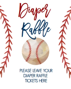 Baby Shower Baseball Diaper Raffle Sign 8x10: Baby Shower Baseball Diaper Raffle