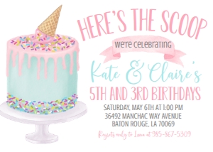 Birthday Ice Cream Cake Double Party 7x5: Birthday Ice Cream Cake Double Party 7x5