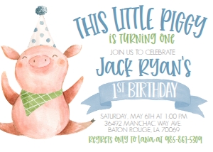 Birthday Piggy Blue 7x5 design preview
