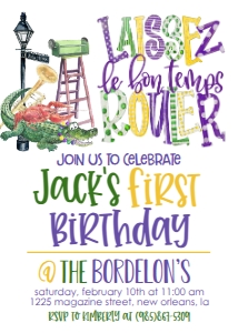 Mardi Gras Bourbon Street Good times Laissez Birthday design preview