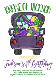 Birthday Mardi Gras Truck 5x7: Birthday Mardi Gras Truck 5x7