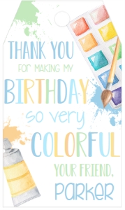 Birthday Art Party Primary Pastel Favor Tag: Birthday Art Party Primary Pastel