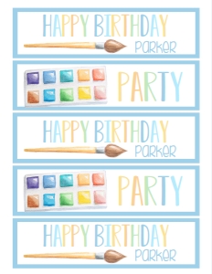 Birthday Art Party Primary Pastel Water Bottle/Wrap: Birthday Art Party Primary Pastel
