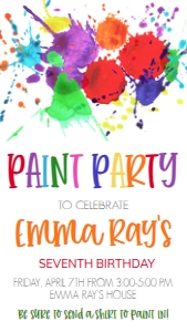 Birthday Paint Party Text Invite: Birthday Paint Party
