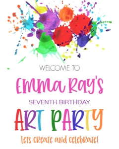 Birthday Art Party Welcome Sign 8x10: Birthday Art Party
