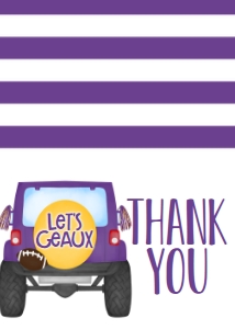 Birthday Football Jeep Purple Gold Thank You: Birthday Football Jeep Purple Gold