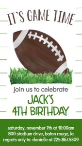 Birthday Football Game Time Text Invite: Birthday Football Game Time
