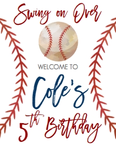 Birthday Baseball Welcome Sign 8x10: Birthday Baseball