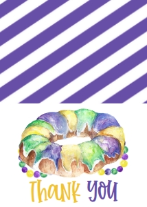Mardi Gras Baby Shower New Krewe Thank You: Mardi Gras Good times Laissez King cake