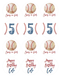 Birthday Baseball Cupcake Toppers: Birthday Baseball