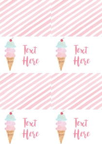 Birthday Ice Cream Cone White Plain BPP Food Tent Full Page: Birthday Ice Cream Cone White BPP