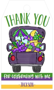 Birthday Mardi Gras Truck Favor Tag: Birthday Mardi Gras Truck 5x7