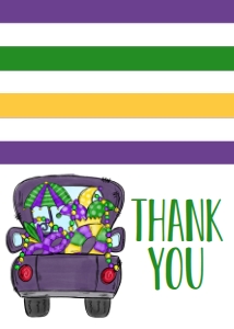 Birthday Mardi Gras Truck Thank You: Birthday Mardi Gras Truck 5x7