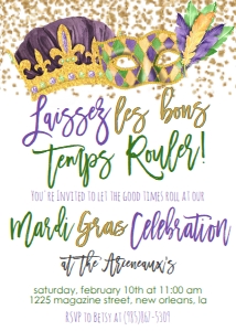 Mardi Gras Glitter Invite Mask Crown: Mardi Gras Glitter Invite Mask Crown
