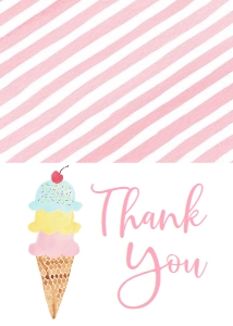Birthday Ice Cream Blue Double Party 7x5 Thank You: Birthday Ice Cream Blue Double Party 7x5