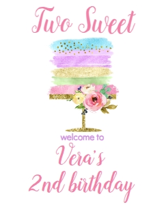 Birthday Two Sweet Welcome Sign 8x10: Birthday Two Sweet