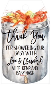 Crawfish Boil Couples Baby Shower Pot Favor Tag: Crawfish Boil Couples Baby Shower Pot
