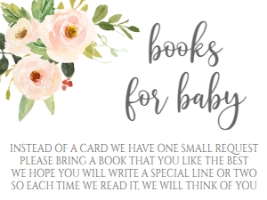 Baby Shower Peach Pink Gold Frame Book Card: Baby Shower Peach Pink Gold Frame Invite