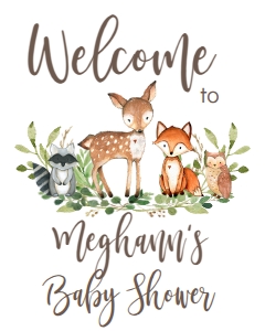 Baby Shower Woodland Greenery Welcome Sign 8x10: Baby Shower Woodland Animal Greenery Invitation 547481779