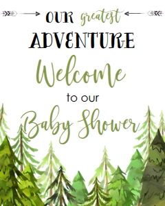 Baby Shower Adventure Forest Welcome Sign: Baby Shower Adventure Forest