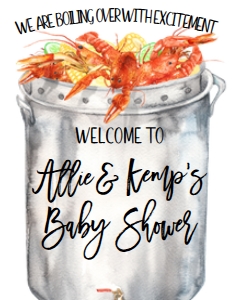 Crawfish Boil Couples Baby Shower Pot Welcome Sign 8x10: Crawfish Boil Couples Baby Shower Pot