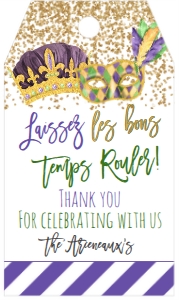 Mardi Gras Glitter Mask Crown Favor Tag: Mardi Gras Glitter Invite Mask Crown
