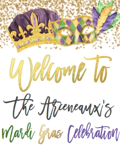 Mardi Gras Glitter Mask Crown Welcome Sign: Mardi Gras Glitter Invite Mask Crown