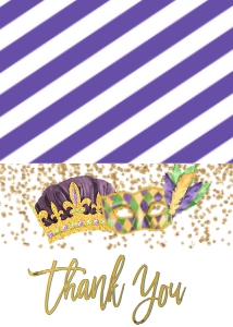 Mardi Gras Glitter Mask Crown Thank You: Mardi Gras Glitter Invite Mask Crown