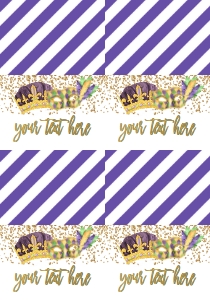 Mardi Gras Glitter Mask Crown Food Tent Full Page: Mardi Gras Glitter Invite Mask Crown