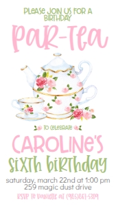 Birthday Par-Tea Text Invite: Birthday Par-Tea