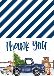 Christmas Winter Onederland Navy Woodland Thank You: Christmas Winter Onederland Navy Woodland Invitation