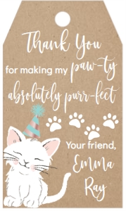 Birthday Kitten Kraft Favor Tag: Birthday Kitten Kraft