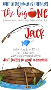 Birthday Fish Big One Text Invite: Birthday Fish Big One