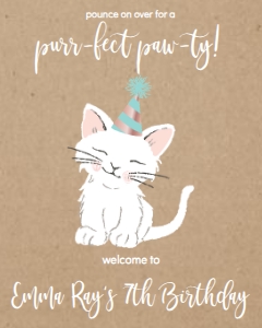 Birthday Kitten Kraft Welcome Sign 8x10: Birthday Kitten Kraft