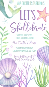Birthday Mermaid Shellebrate Phone: Birthday Mermaid Shellebrate Invite