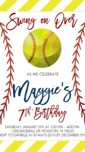 Birthday Softball Text Invite: Birthday Softball